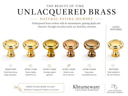 khtumeware Luxury Solid Real Brass Handmade Unlacquered Brass Cabinet Knobs - size: 1-1/4 Inch (32mm) Diameter