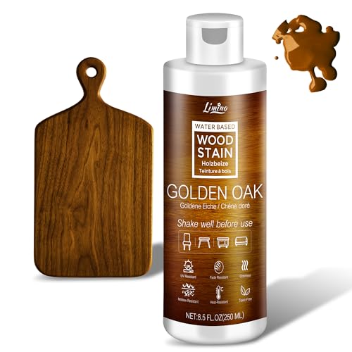 Water Based Wood Stain - Golden Oak | Wood Varnish for Indoor ＆ Outdoor Furniture, Wardrobe, Cabinets, Doors, Low Odor ＆ Non-Toxic, Fast Drying, Multiple Classical Finishes - 8.5fl.oz / 250ml - color: Golden Oak