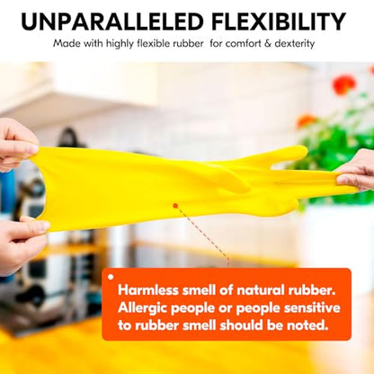 Vgo... Latex Reusable Household Gloves,Cleaning Gloves,Long Cuff (HH4601,M) - color: Yellow, size: Medium