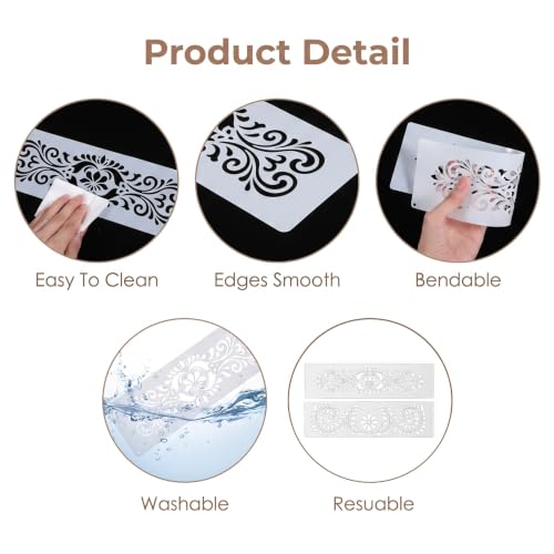 8pcs Borders Stencils for Painting,Floor Border Stencils for Canvas