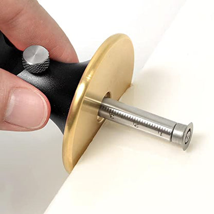 YOSELIN Dovetail Jig Wheel Marking Gauge - Adjustable Precision Wood Scribe Tool with Dual Scale (1/32" & 1mm), Multifunctional Linear & Arc Guide for Woodworking, Carpentry（Black）