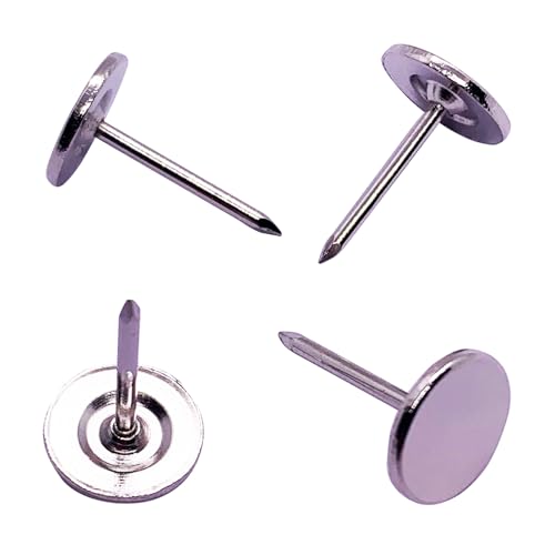 Maozaa Flat Head Upholstery Tacks, 100pcs 7/16" Silver Thumb Tacks - color: Silver - Flat Head