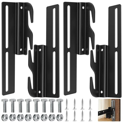 4 PCS Headboard Adapter Brackets for Metal Bed Frame, Bolt-On to Hook-On