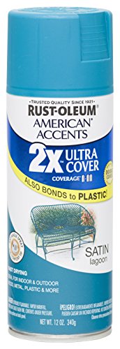 Rust Oleum 280720 American Accents Ultra Cover 2X Spray Paint, Satin Lagoon, 12-Ounce - color: Satin Lagoon