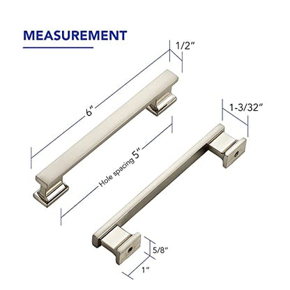 Brushed Nickel Cabinet Pulls, 5 Inch (128mm), 20 Pack, Heavy Duty - color: Brushed Nickel, size: 5" Hole Center