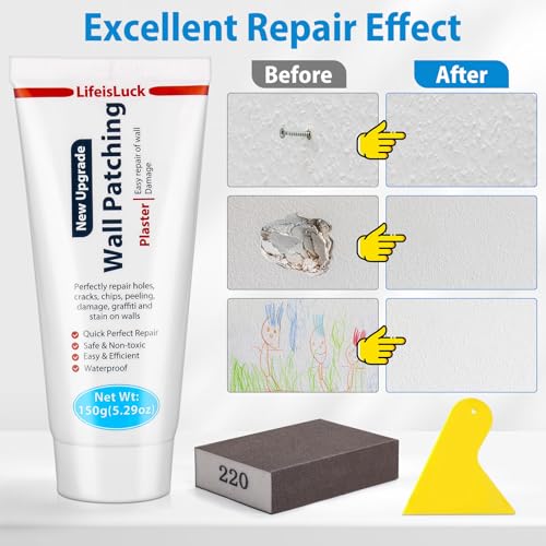Wall Mending Agent, Wall Spackle with Scraper, Wall Surface Hole Fill Quick and Easy Solution, White - color: 5.29OZ White Wall Mending Agent