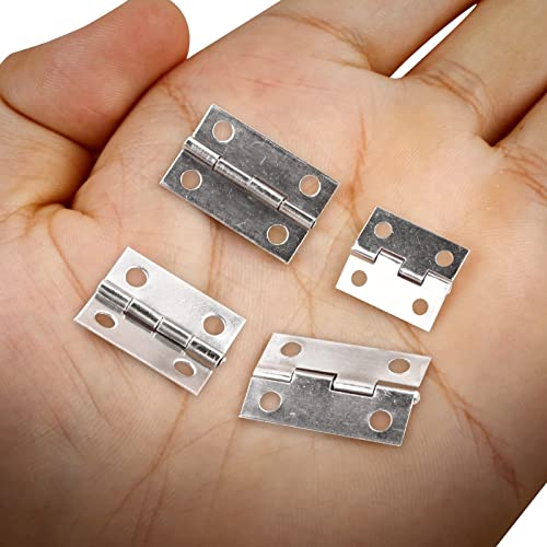 60 Pcs Small Hinges for Wooden & Jewelry Box, Silver, 2 Sizes - color: Silver, size: 60pcs(20P 24*16mm+40P 18*15mm)