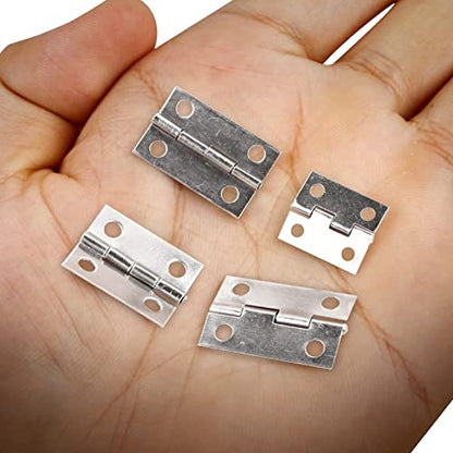 60 Pcs Small Hinges for Wooden & Jewelry Box, Silver, 2 Sizes - color: Silver, size: 60pcs(20P 24*16mm+40P 18*15mm)