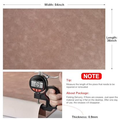 Faux Leather Fabric, Soft Synthetic PU Fabric Material, Thick Durable Synthetic Repholstery Leather Vinyl, Soft Touch Distressed DIY Crafts, Upholstery - Individual 1 Yards Cut 36" x 54"- Pink - color: Pink
