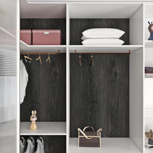 Livelynine 15.8x394 Kitchen Countertop Contact Paper Waterproof Counter Top Peel and Stick Cabinet Wallpaper Black Grey Wood Grain Vinyl Wrap Dresser Covers Natural Dark Gray Contact Paper for Desk - color: Espresso Wood, size: 15.8" x 394"