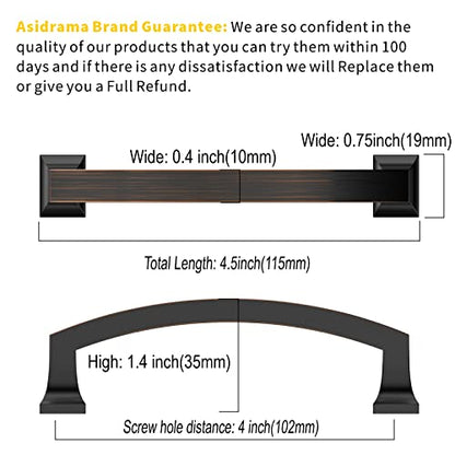 Asidrama 6 Pack 4 Inch(102mm) Hole Centers Kitchen Cabinet Handles, Oil Rubbed Bronze Cabinet Pulls Kitchen Cabinet Hardware for Cupboard Drawer Pulls - color: Oil Rubbed Bronze, size: 4" Hole Center, style: 6 Pack