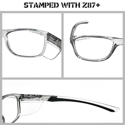 HTS HUNTERSKY TR90NZZ Safety Glasses with Side Shield Small Size Women Men ANSI Z87 Anti Fog Scratch Resistant Lab Pickleball - color: Black/Gray