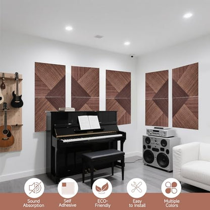 TO-TH Sound Proofing Panel Peel and Stick Wall Panels 6Pack, Red Sandalwood - color: Red Sandalwood