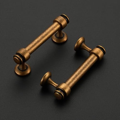 12 Pack Antique Brass Cabinet Handles, 3" Hole Center Drawer Pulls - color: Antique Brass, size: 3 Inch Hole Centers