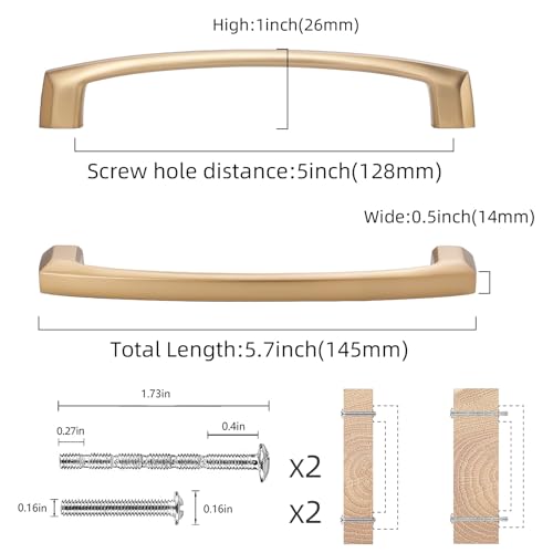 COTYKILEY 10 Pack 5 Inch(128mm) Champagne Bronze Cabinet Handles Champagne Kitchen Cabinet Pulls Cabinet Door Handles Kitchen Cabinet Hardware - color: Champagne Bronze, size: 5" Hole Center（128MM）