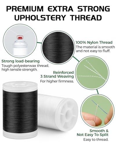 330 Yards FIVEIZERO Extra Strong Upholstery Thread, Bonded, Black&White - color: Mix