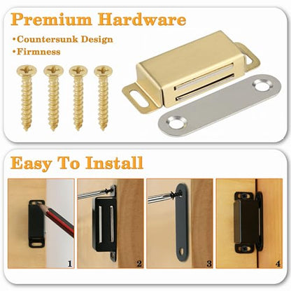 Alise Magnetic Cabinet Latch Cabinet Door Catch Clasps Gold,4 Pcs - color: Gold, size: 1-Small Size