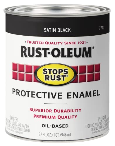 Rust-Oleum Stops Rust Brush On Protective Enamel Paint, Satin Black - color: Satin Black, size: 32 Fl Oz (Pack of 1)