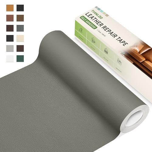 TIANLDD Leather Repair Tape，16x80 Inch Self Adhesive Leather Repair Patch，Leather Repair Kit for Furniture，Couches, Car Seats, Cabinets, Handbags(Dark Grey-Litchi Grain) - color: Dark Gray, size: 16" x 80"