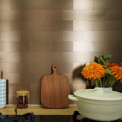 Vamos Tile 100-Pack Peel and Stick Backsplash Tile,3" x 6" Subway Tile - color: Brushed Rose Gold