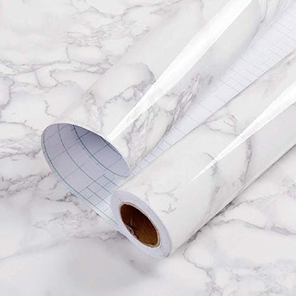 practicalWs Glossy Marble Contact Paper White Peel and Stick for Countertop - color: Gray/White, size: 11.8" x 78.7"