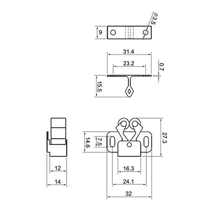 10 Pack Rok Hardware Roller Catch Brown Oil-Rubbed Bronze Copper Finish Heavy Duty Latch for Cabinet Closet Doors ROKRLCS