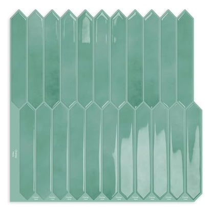 10 Sheets Long Hexagon Tile Peel and Stick Backsplash - color: Cyan