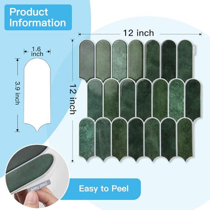 Art3d 10-Pack Arrowhead Design Tile Peel and Stick Backsplash, Dark Green - color: ‎Dark Green