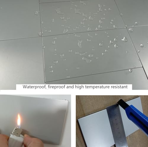 64pcs Peel and Stick Aluminum Mosaic Wall Stickers, Silver - color: Silver