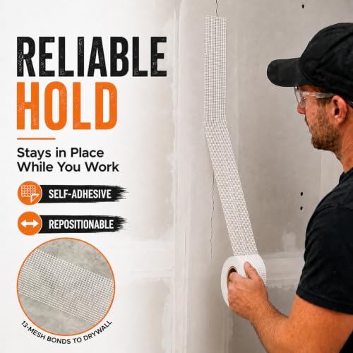 2 Rolls Fiberglass Drywall Mesh Tape, 2in x 100ft Each, Self-Adhesive Hold