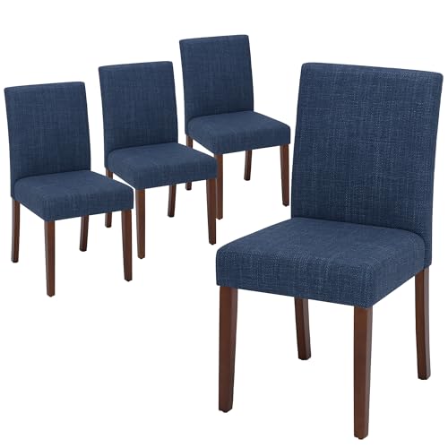 MALOL Upholstered Dining Chairs Set of 4, Modern Fabric Dining Room Chair, Wooden Dining Chair, Kitchen Side Chairs, Farmhouse Dinner Chair with High Back for Kitchen, Blue - color: Blue, size: Set of 4