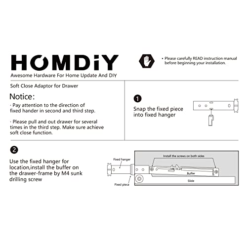 homdiy 5 Pair (10 Pack) Soft Close Adapter for Drawers