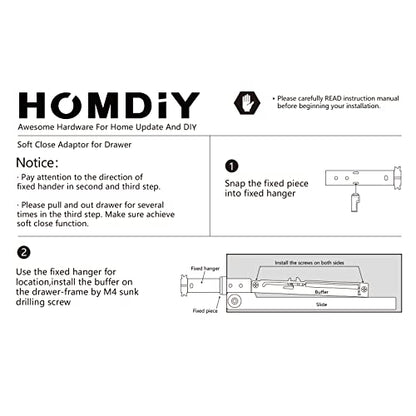 homdiy 5 Pair (10 Pack) Soft Close Adapter for Drawers