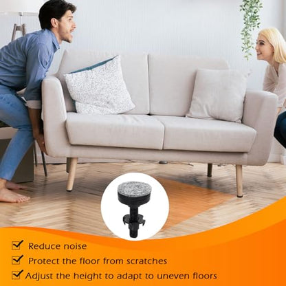 Leveling Feet, Adjustable Furniture Feet, 3/8"-16 Thread Furniture Feet Levelers, Heavy Duty Table Cabinet Sofa Dresser Leg Levelers Screw in with Threaded Inserts, 4 Pcs, Black