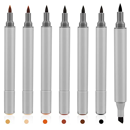 Leinuosen 6 Pack Dual Tip Leather Dye Marker Pens Touch up Pen Shoe Marker Leather Flow Marking Pen for Furniture Scratches Shoe Repair Kit Paint, 6 Colors
