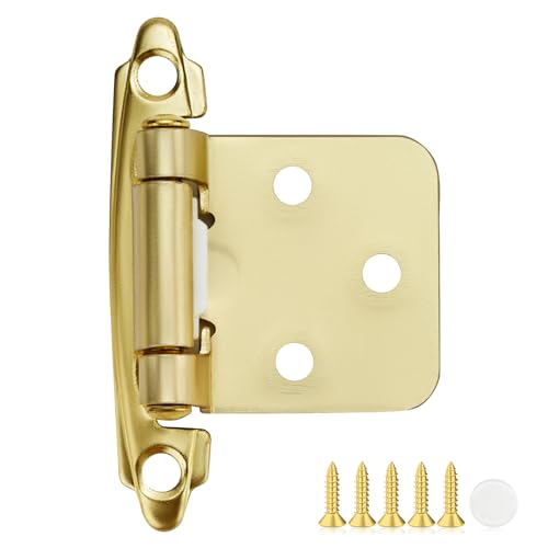 50 Pack 25 Pair Gold Cabinet Hinges, 1/2" Overlay Semi-Concealed Hinges - color: Gold, size: 1/2" Overlay