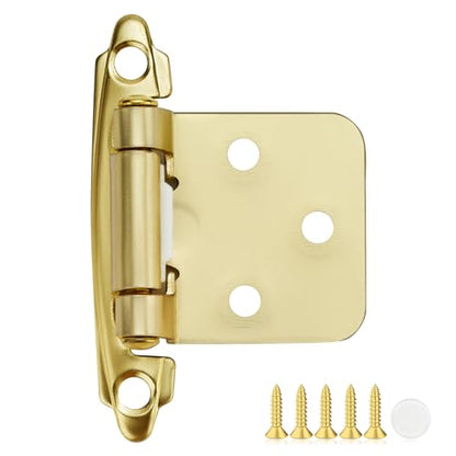 30 Pack 15 Pair Gold Cabinet Hinges, 1/2" Overlay Semi-Concealed Hinges - color: Gold, size: 1/2" Overlay
