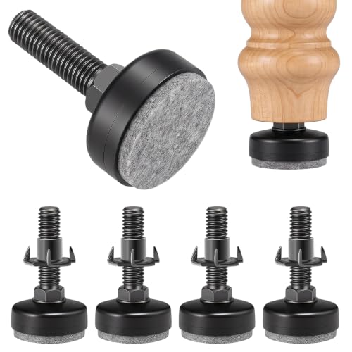 Threaded Furniture Leveling Feet, Levelers with T-Nuts & Pads (4 PCS)