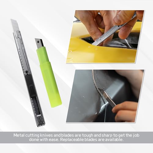 17PCS Window Tint Kit, Car Vinyl Wrap Application Tools, Auto Window Film Tinting Kit, Glass Protective Film Installation Set Includes Squeegees, Cutting Knife with Blades - size: 17PCS