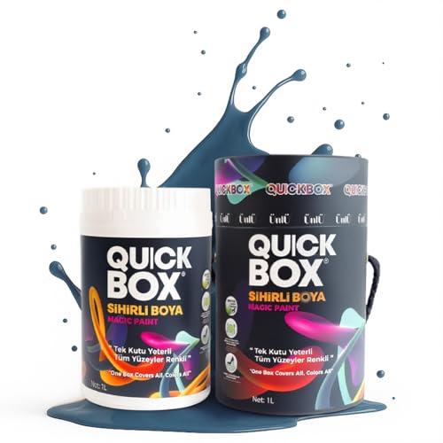 QUICKBOX® Cabinet Paint for Kitchen Cabinets & Furniture, Paint and Primer in One, No Sanding Required, Water-Based, Silk Matte Finish, Low VOC, 33.8 Fl Oz (1 Liter) (Deep Sea Blue) - color: Deep Sea Blue