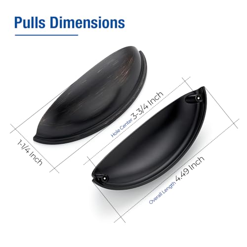 Oil Rubbed Bronze Cabinet Pulls, Cabinet Handles, 3-3/4 Inch, 10 Pack - color: Oil Rubbed Bronze, size: 3-3/4 Inch Hole Center