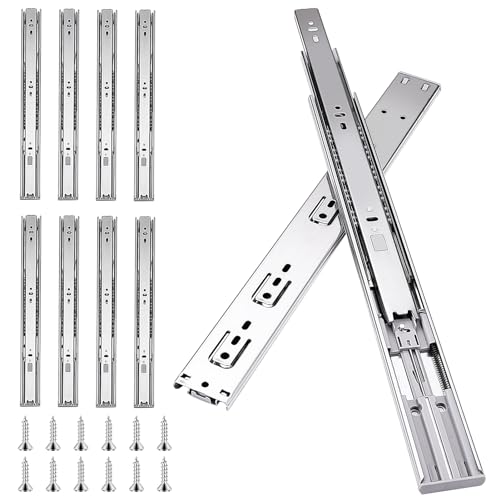 10 inch Drawer Slides 4 Pairs (8pcs) Soft Self Close Full Extension Ball Bearing Drawer Rails Side Mount Metal Dresser Runners for File Cabinet Trash Can Kitchen Wardrobe Glides 10" 100 LB Capacity - size: 10inch-250mm
