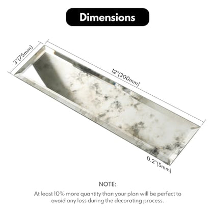 Lovdeco Peel & Stick Silver Antique Mirror Tile 3x12 Inch Beveled (20 Pcs) - color: Sliver Light Antique, size: 3x12 inch