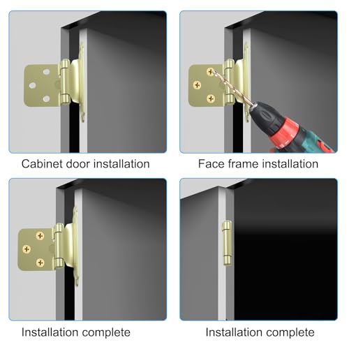 4-Pack (2 Pair) Gold Self-Closing Cabinet Hinges - color: Gold