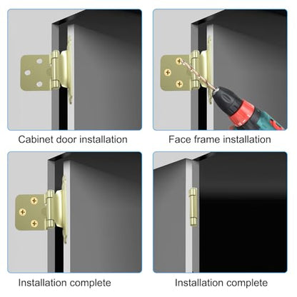 4-Pack (2 Pair) Gold Self-Closing Cabinet Hinges - color: Gold