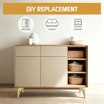 7 Inch Metal Furniture Legs,Sofa Couch Legs Set of 4,DIY Replacement for Dresser Cabinet Cupboard Ottoman (Brushed Gold) - color: Brushed Gold