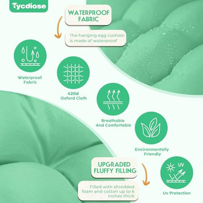 Egg Chair Cushion Replacement, Waterproof Outdoor Hanging Egg Chair Cushion Hammock Swing Chairs Cushions Pads, U-Shaped Thickened Cushions for Hanging Eggs Chairs, 47x33x7 Inches (Cyan) - color: Cyan
