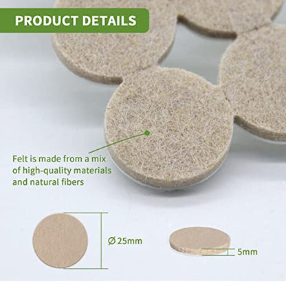 Felt Furniture Pads for Hardwood Floors 96 PCS, 1" Round, Beige - size: 96PCS 1 inch Round Beige