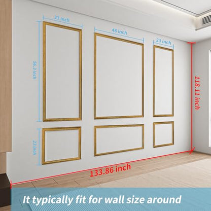 Art3d Pre-Cut Wall Molding Set of 6 pcs, 3 Top 3 Bottom, Antique Gold - color: Antique Gold: Style 1