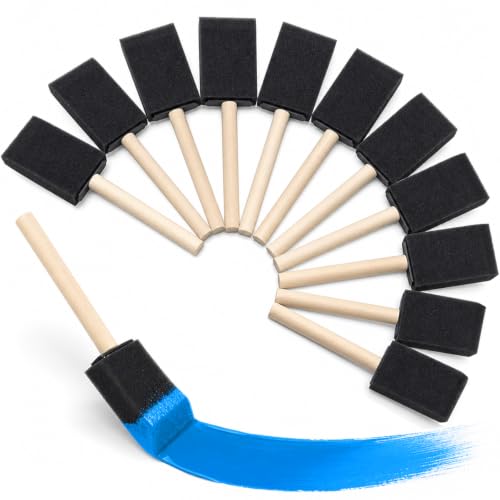 Mister Rui 12 Pack 1.5 Inch Foam Paint Brushes for Crafts and Staining - color: 1.5 Inch Foam Brush Set | Pack of 12